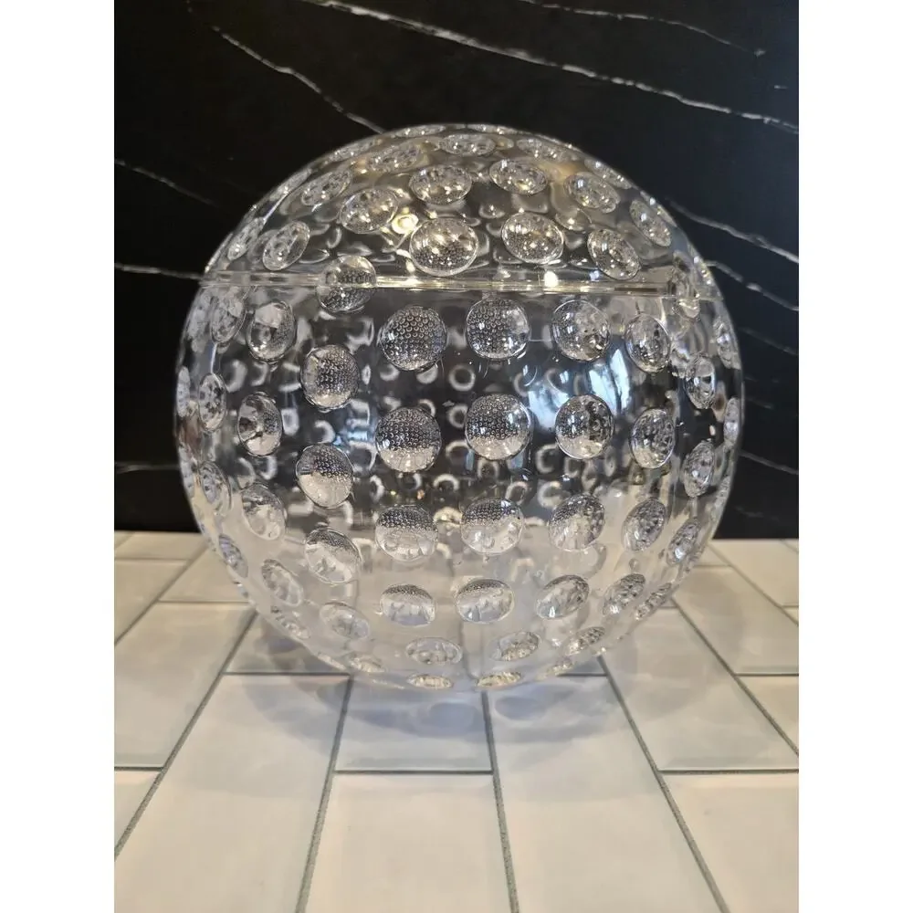 Mid-Century Modern Grainware Spherical Lucite Ice Bucket Golf Ball Cocktails GUC